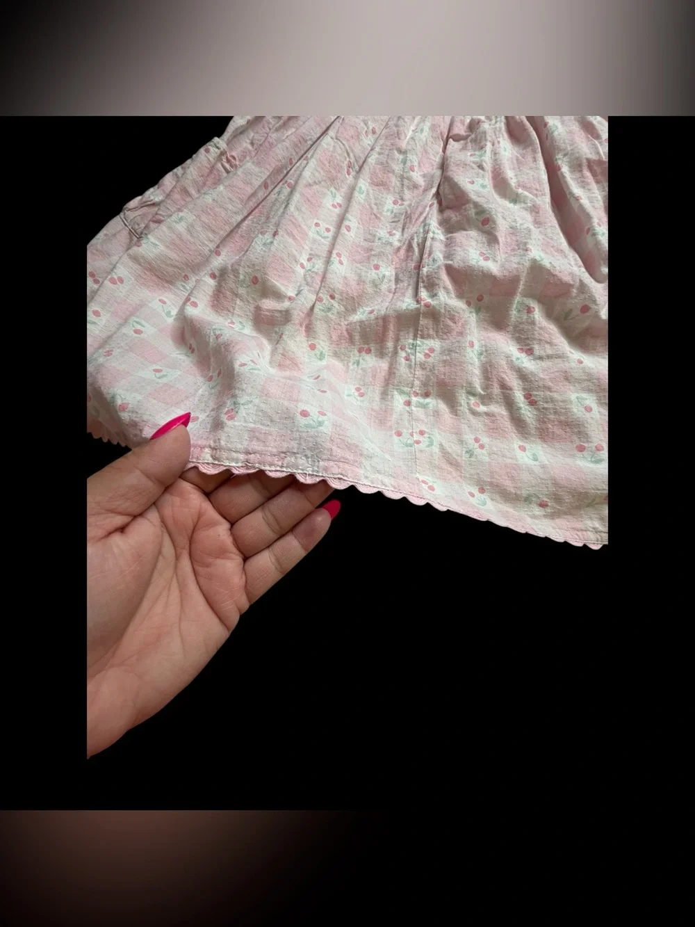 Catherine Malandrino Kids Pink Gingham Cherry Sundress Ruffle Size 8